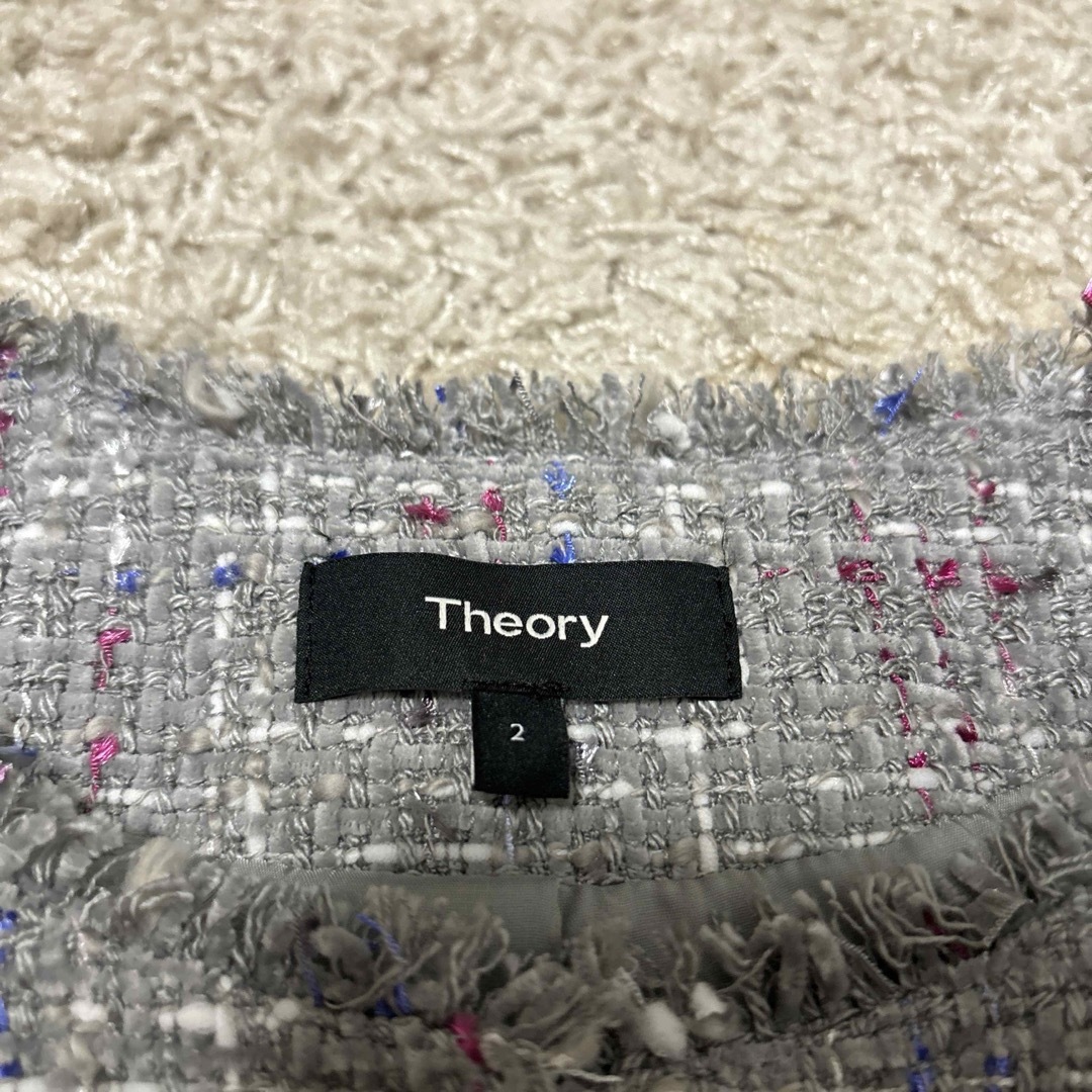 theory(セオリー)の【美品】セオリー　Theory ツイードジャケット　ノーカラー　グレー レディースのジャケット/アウター(ノーカラージャケット)の商品写真