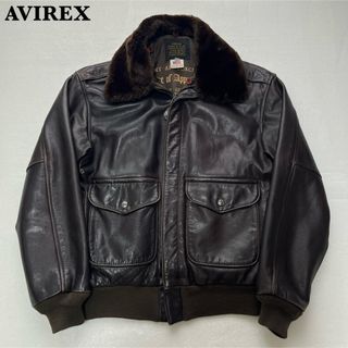 アヴィレックス(AVIREX)の【極美品】AVIREX A-2 レザーブルゾン ブラウン S(ブルゾン)