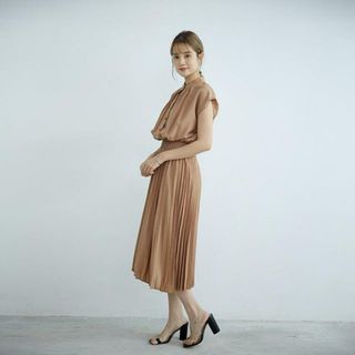 【並行輸入】ロング ワンピース シャツ風 フレンチスリーブ gdress4136(ミニワンピース)