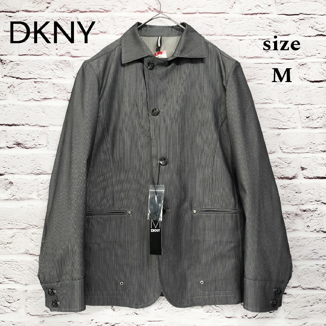 DKNY(ダナキャランニューヨーク)の【未使用品タグ付き】DKNY 薄手 ストライプ ジャケット 定価16800円 メンズのジャケット/アウター(その他)の商品写真