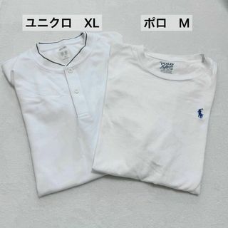 ポロ(POLO（RALPH LAUREN）)のユニクロ XL polo M tシャツ 白 2枚セット(Tシャツ/カットソー(半袖/袖なし))