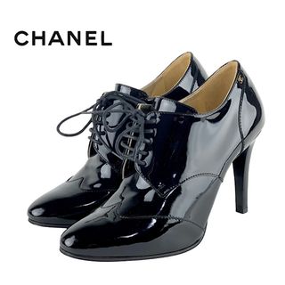 シャネル(CHANEL)のシャネル CHANEL ブーツ ショートブーツ 靴 シューズ パテント ブラック ブーティ レースアップ ココマーク(ブーティ)