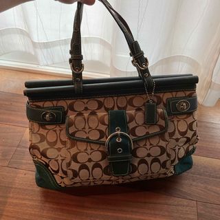 コーチ(COACH)のCOACH バッグ　ブルー×黄緑（裏地）(ハンドバッグ)