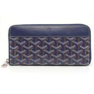 ゴヤール(GOYARD)のゴヤール マティニョンGM 長財布 レザー×PVC ヘリンボーン柄 ネイビー(財布)