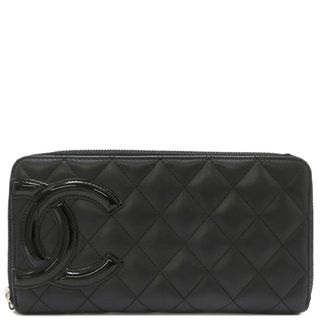 シャネル(CHANEL)のシャネル CHANEL 長財布 ラウンドファスナー ウォレット レザー ブラック シルバー金具 黒 ラウンドファスナー  A50078 15******【中古】(財布)