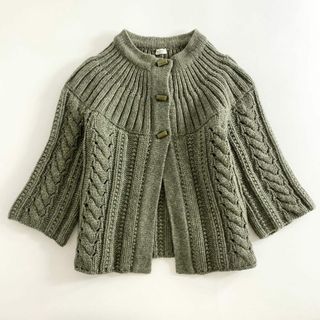 アニオナ(Agnona)の37d22 【美品】 伊製 AGNONA アニオナ カシミヤ100％ ローゲージニット ニットカーディガン カシミヤニット 42 オリーブ レディース 婦人(ニット/セーター)