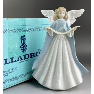 【美品】リヤドロ 楽譜を持つ天使 ライトブルー 置物 フィギュリン リアドロ(陶芸)