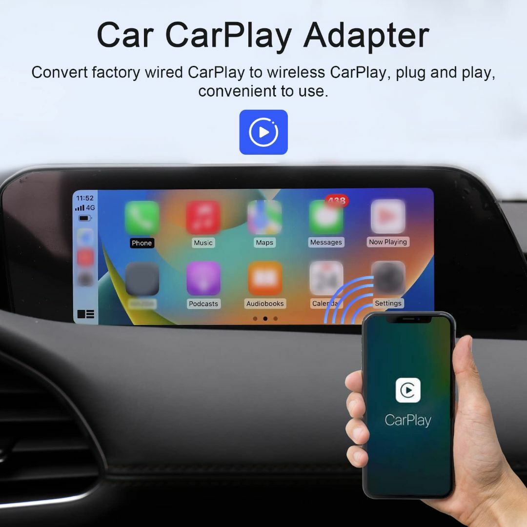 KKnoon Apple iOS Auto ワイヤレス アダプター 車ワイヤレス スマホ/家電/カメラのテレビ/映像機器(その他)の商品写真