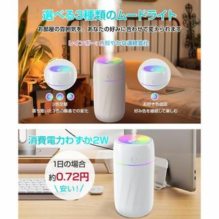 加湿器 卓上 小型 革新節電モデル300ml 静音 卓上加湿器 ホワイト(加湿器/除湿機)