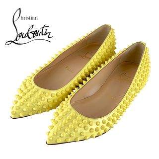 クリスチャンルブタン(Christian Louboutin)のクリスチャンルブタン Christian Louboutin フラットシューズ スリッポン 靴 シューズ パテント イエロー 未使用 フラットパンプス スパイク スタッズ(ハイヒール/パンプス)