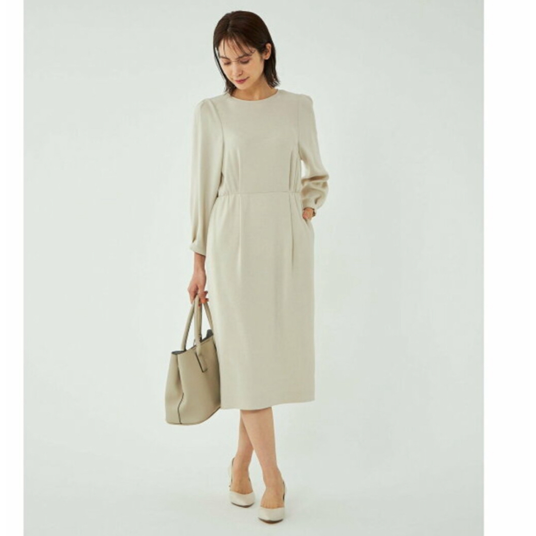 UNITED ARROWS green label relaxing(ユナイテッドアローズグリーンレーベルリラクシング)の【CREAM】【S(36)】スフレット サイド ギャザー ワンピース -マシンウ レディースのワンピース(ロングワンピース/マキシワンピース)の商品写真