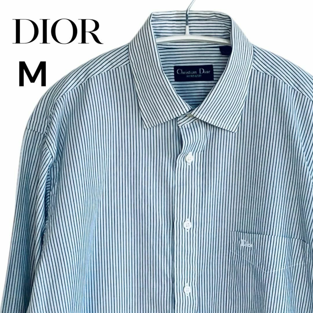 Christian Dior(クリスチャンディオール)のクリスチャンディオール ワイシャツ ブルー ストライプシャツ M メンズのトップス(シャツ)の商品写真