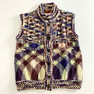 ミッソーニ(MISSONI)の37d22 【美品】 伊製 MISSONI ミッソーニ 46 マルチカラー カシミヤ100％ニット ニットベスト カシミヤニット レディース 婦人服(ベスト/ジレ)