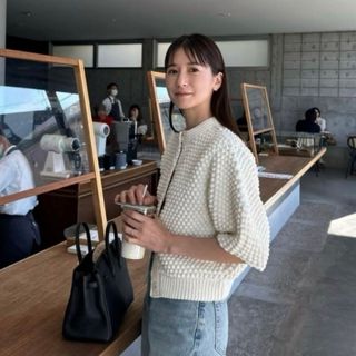 クラネ(CLANE)のCLANE 3D DOT HALF SLEEVE KNIT CARDIGAN(カーディガン)