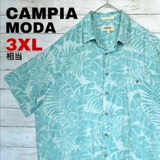 l29レーヨン100％US古着 CAMPIA MODA 半袖シャツ ボタニカル(シャツ)