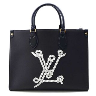 ルイヴィトン(LOUIS VUITTON)のルイヴィトン トートバッグ グレインカーフレザー/ノーティカル オンザゴー MM M24834 ネイビー ブルー 2way(トートバッグ)