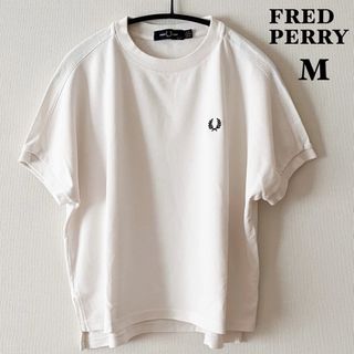 FRED PERRY - フレッドペリー　半袖Tシャツ　カットソー　鹿の子素材　ホワイト　ロゴ刺繍　M