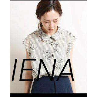 ▪️IENAイエナ　ストライプフラワーノースリーブシャツブラウス