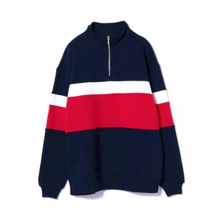 BEAMS スウェット ハーフジップ カットソー トレーナー ネイビー