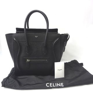 セリーヌ(celine)のセリーヌ ハンドバッグ
 ドラムドカーフスキン ラゲージ マイクロ 189793DRU.38NO ブラック Ft603071 中古(ハンドバッグ)