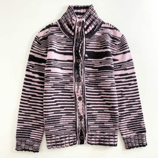 ミッソーニ(MISSONI)の2d22 【美品】 伊製 MISSONI ミッソーニ ミドルゲージ カシミヤ100％ニット カシミヤカーディガン 46 ピンク/ブラック レディース 婦人服(カーディガン)