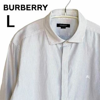 バーバリー(BURBERRY)のバーバリー ワイシャツ ビジネスシャツ ストライプシャツ L ホワイト比翼仕立て(シャツ)