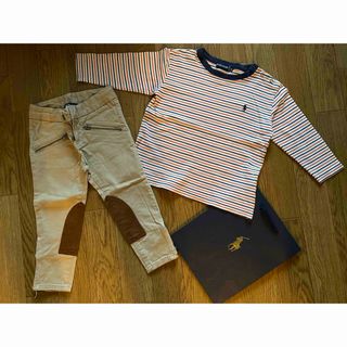 ラルフローレン(Ralph Lauren)のポニー刺繍RALPHLAURENボーダーTシャツベージュパンツ2点セット2(Tシャツ/カットソー)