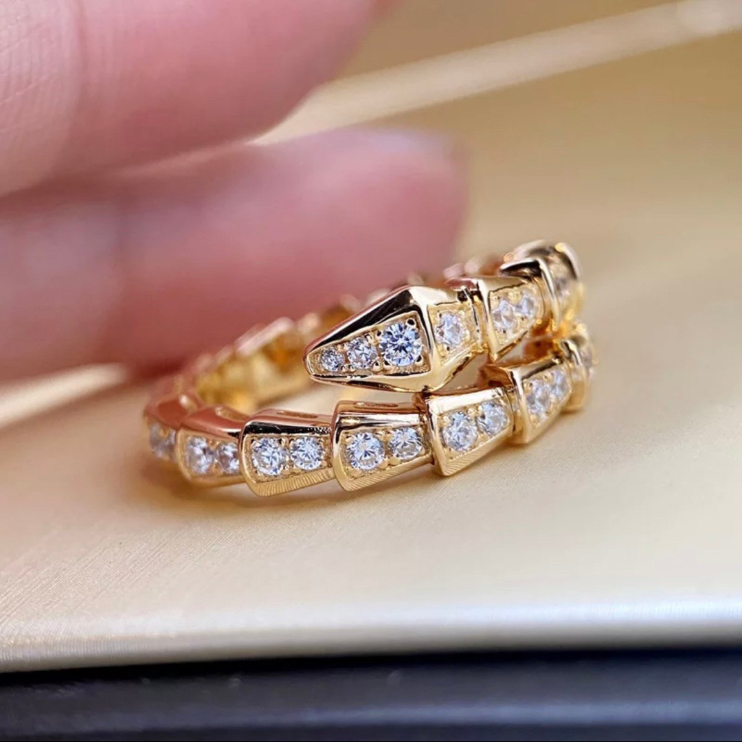 結婚 婚約 金 ペアリング 指輪 蛇 縁起物 ダイヤモンド スネーク ゴールド レディースのアクセサリー(リング(指輪))の商品写真