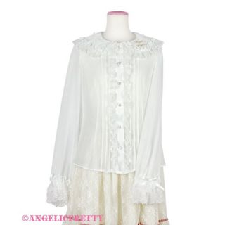 アンジェリックプリティー(Angelic Pretty)のAngelic Pretty 襟ロゴ刺繍パールブラウス シロ(シャツ/ブラウス(長袖/七分))