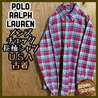 ポロラルフローレン(POLO RALPH LAUREN)のラルフローレン チェック柄 派手 USA古着 ピンク ボタンダウン 長袖シャツ(シャツ)