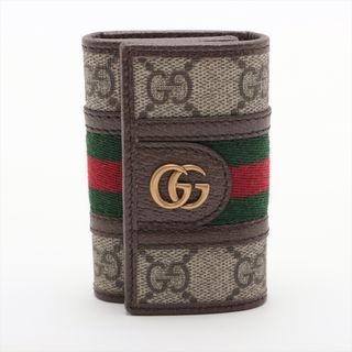 グッチ(Gucci)のグッチ オフディア PVC×レザー  ベージュ レディース キーケース(キーケース)