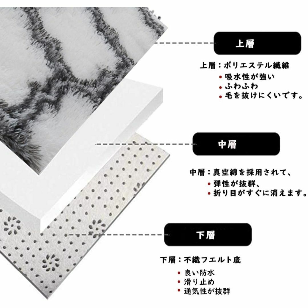 【色: 灰白色】ラグマット Gsogcax カーペット 折り畳み 長方形 極厚毛 インテリア/住まい/日用品のラグ/カーペット/マット(ラグ)の商品写真