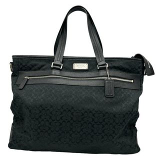 コーチ(COACH)のCOACH コーチ ミニシグネチャー ２WAY トートバッグ F70291 メンズ ショルダーバッグ キャンバス ブラック 中古 W４(トートバッグ)