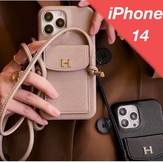 ❣️限定sale❣️iPhone14❣️✨Hロゴ✨ショルダーケース 肩掛け(iPhoneケース)