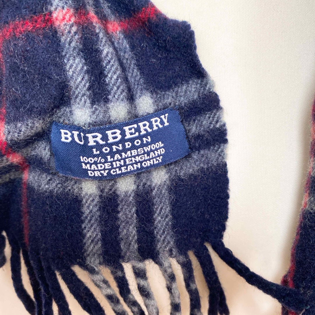 BURBERRY(バーバリー)のBurberry バーバリー　マフラー　ストール　ノバチェック　ウール　ネイビー レディースのファッション小物(マフラー/ショール)の商品写真