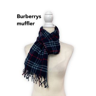 バーバリー(BURBERRY)のBurberrys バーバリーズ　マフラー　ストール　ノバチェック　ウール　濃紺(マフラー/ショール)