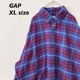 GAP - GAP ギャップ　長袖シャツ　ボタンダウン　チェック　総柄　男女兼用　XLサイズ