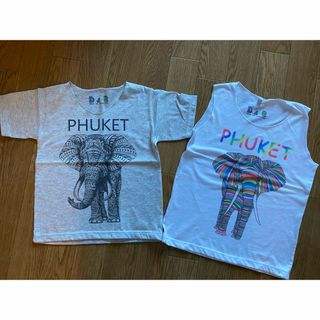 PHUKETカラフル像デザインタンクトップ白Tシャツグレー旅行タイ土産子供(Tシャツ/カットソー)