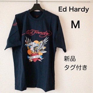 【新品タグ付き】エドハーディ Tシャツ 半袖 M メンズ ネイビー イーグル