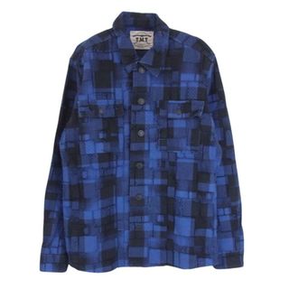 TMT - TMT ティーエムティー 21AW BUFFALO-OMBRE PLAID OVERLAPPED SHIRTS JACKET パッチワーク チェック ネルシャツ ブロックチェック 長袖 シャツ ブルー系 L【中古】