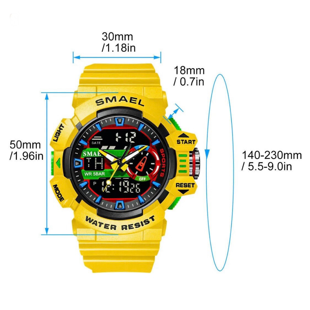 新品 SMAEL スポーツデュアルウォッチ メンズ腕時計 イエロー メンズの時計(腕時計(アナログ))の商品写真