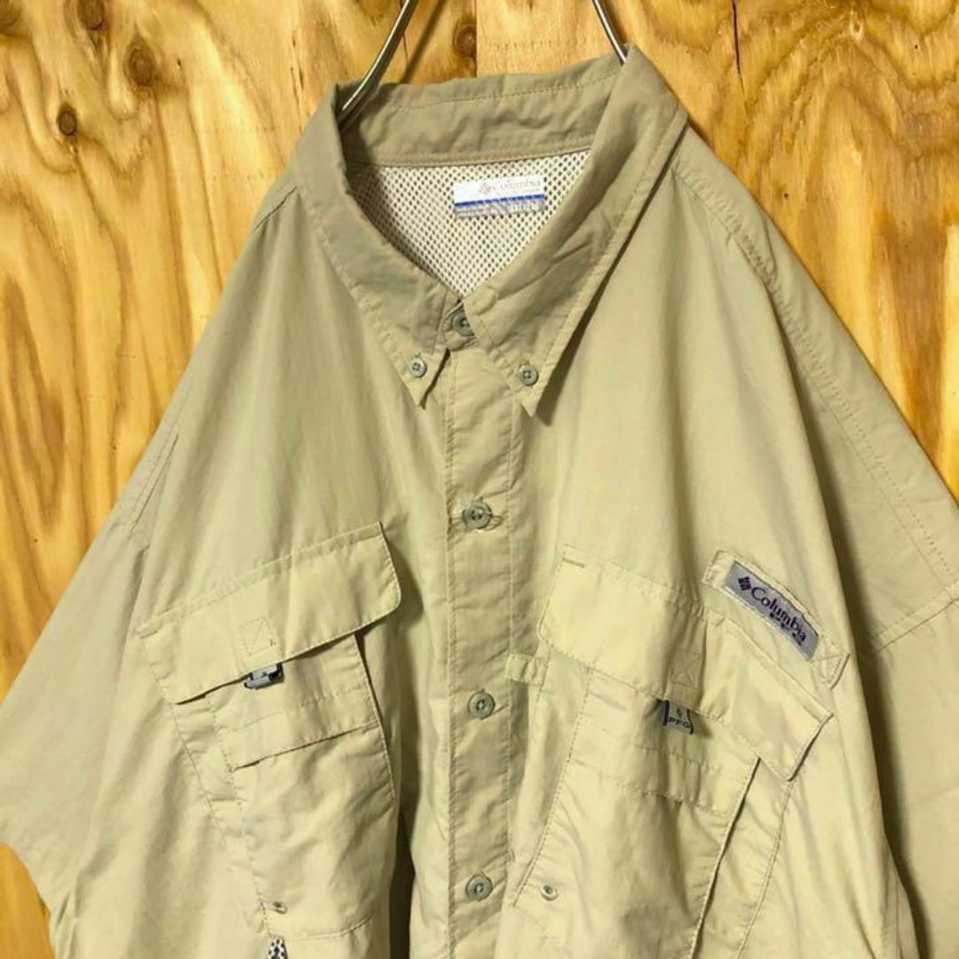 Columbia(コロンビア)のコロンビア ベージュ USA古着 90s 半袖 フィッシングシャツ PFG 釣り メンズのトップス(シャツ)の商品写真