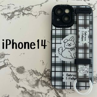 わんちゃん iPhone14　ベルト付きケースカバー 落下防止(iPhoneケース)