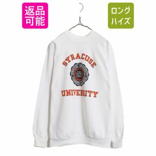 チャンピオン(Champion)の80s USA製 チャンピオン 3段 カレッジ プリント スウェット XXL 古着 80年代 ヴィンテージ Champion 裏起毛 白 薄手 トレーナー トリコタグ(スウェット)