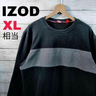 64b US古着 IZOD スウェット トレーナー 刺繍ロゴ 裏起毛 バイカラー(スウェット)