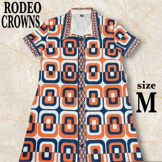 RODEO CROWNS - ロデオクラウンズ  ワンピース　シャツワンピ　半袖  レトロ　サイケ