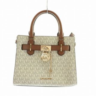 マイケルコース(Michael Kors)のマイケルコース ハミルトンミディアムサッチェル ハンドバッグ 白 茶色(ハンドバッグ)