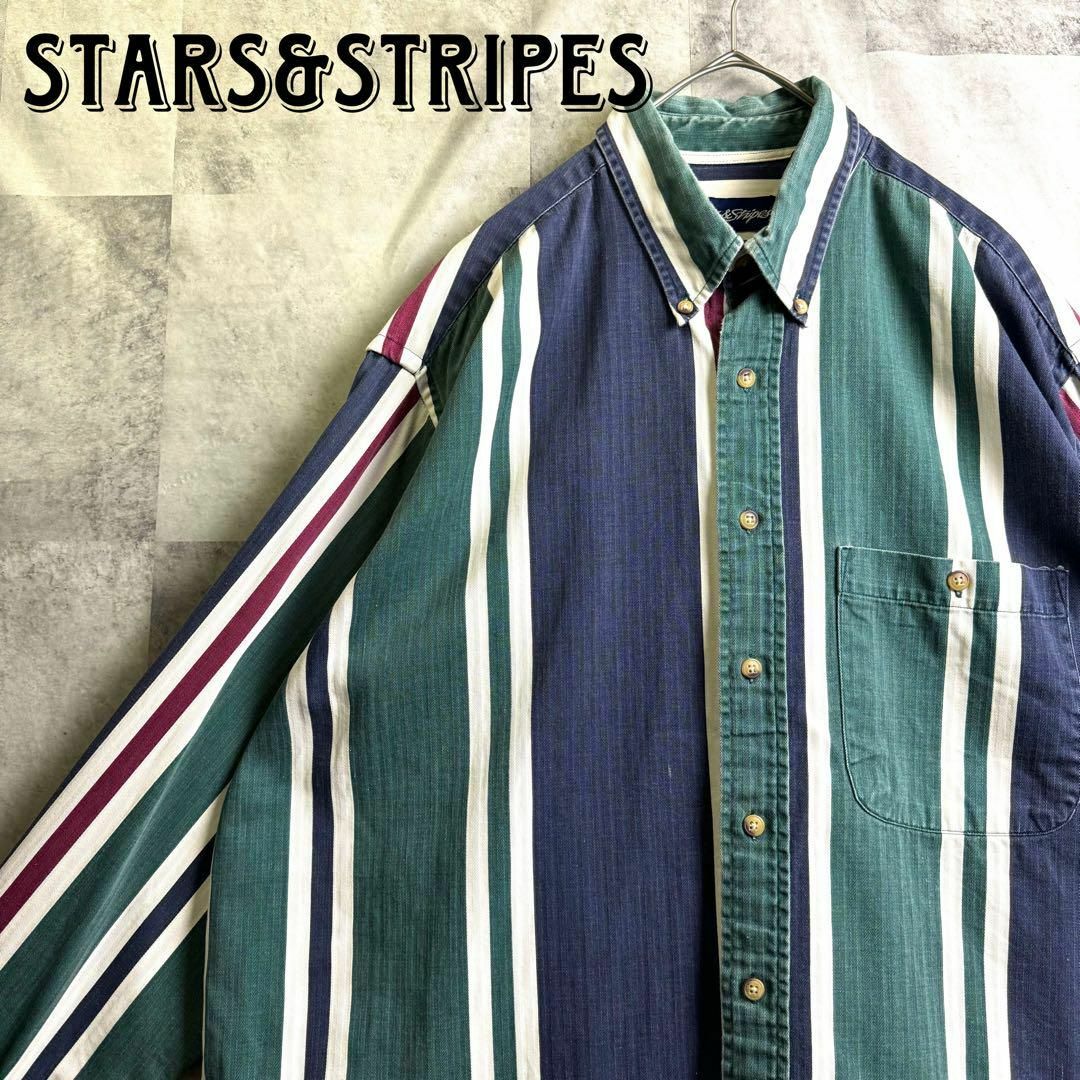 VINTAGE(ヴィンテージ)の90s US古着 Stars&Stripes BDシャツ マルチカラーストライプ メンズのトップス(シャツ)の商品写真