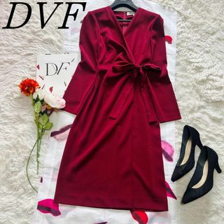 ダイアンフォンファステンバーグ(DIANE von FURSTENBERG)の【美品】DIANEvonFURSTENBERG ラップワンピース ワインレッド(ひざ丈ワンピース)