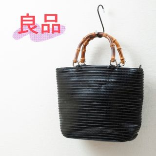 グッチ(Gucci)の【良品】GUCCI (グッチ)バンブー パテントレザー ハンドバッグ ブラック！(ハンドバッグ)